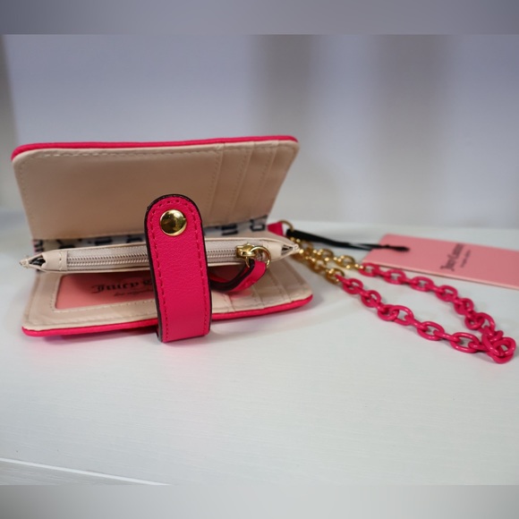 Juicy Couture Hot Pink Wallet with Gold/Pink Chain Wristlet NWT - Picture 3 of 8